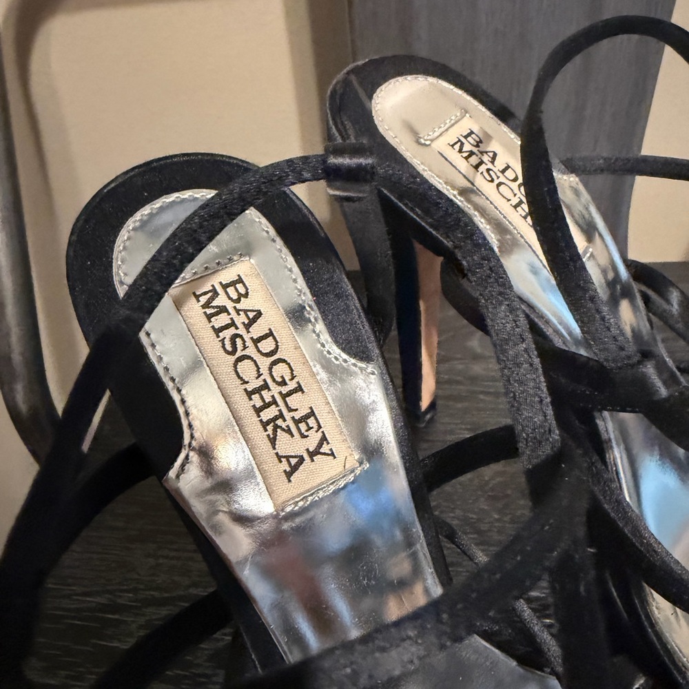 Badgley Mischka Black Strappy Heels - Picture 2 of 12